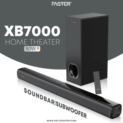 Faster XB7000 80W Wireless Soundbar with Subwoofer – Home Theater Audio System
